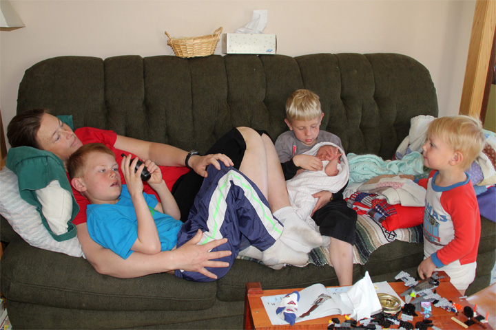 kids on couch