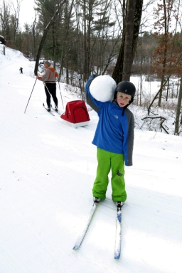 skiing Charlie snowball